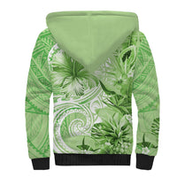 Polynesian Hibiscus Flower Tribal Sherpa Hoodie Lime Green Color LT9 - Polynesian Pride