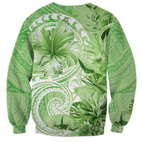 Polynesian Hibiscus Flower Tribal Sweatshirt Lime Green Color
