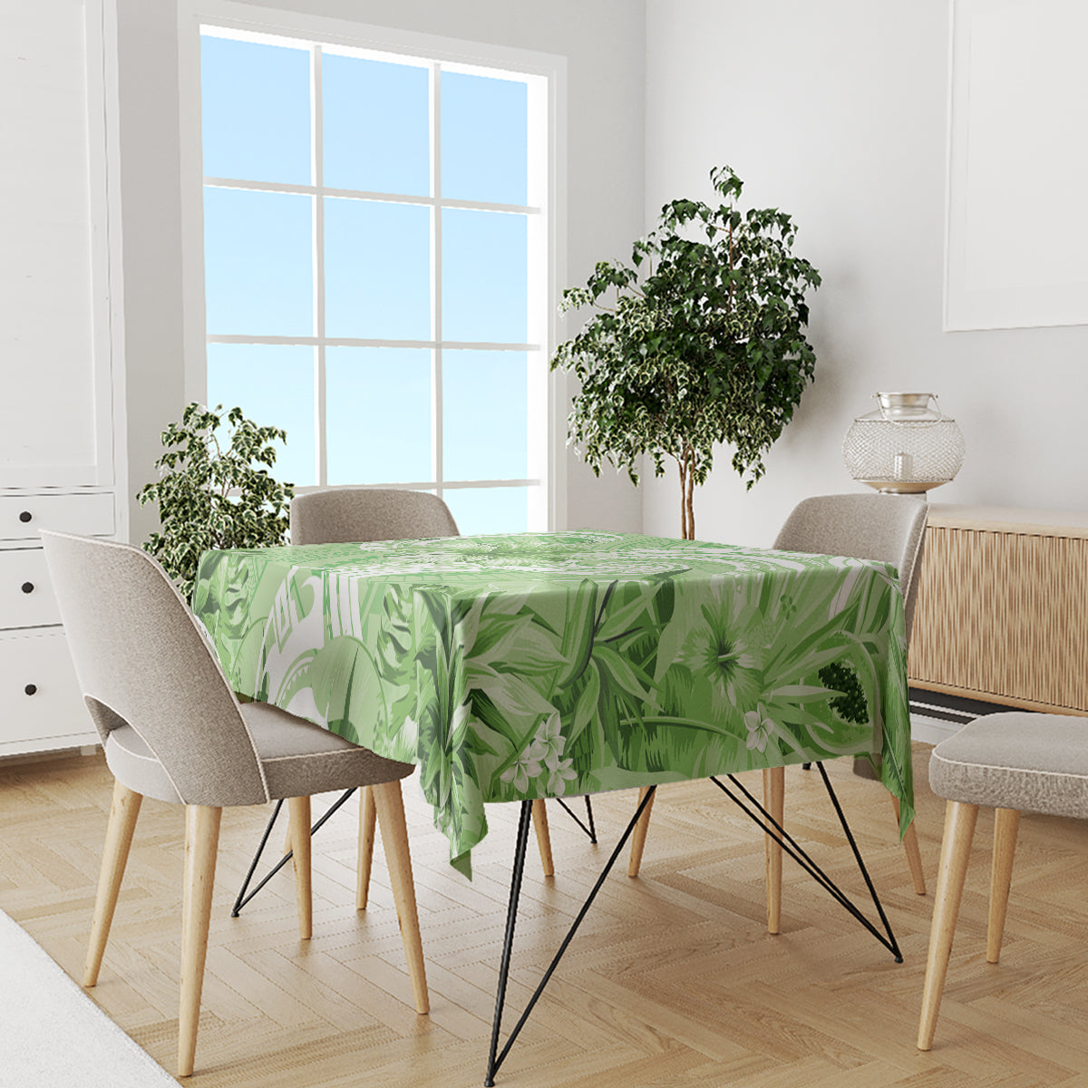 Polynesian Hibiscus Flower Tribal Tablecloth Lime Green Color LT9 - Polynesian Pride