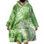 Polynesian Hibiscus Flower Tribal Wearable Blanket Hoodie Lime Green Color