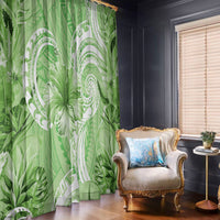 Polynesian Hibiscus Flower Tribal Window Curtain Lime Green Color LT9 - Polynesian Pride