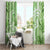 Polynesian Hibiscus Flower Tribal Window Curtain Lime Green Color