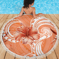 Polynesian Hibiscus Flower Tribal Beach Blanket Peach Color LT9 - Polynesian Pride