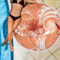 Polynesian Hibiscus Flower Tribal Beach Blanket Peach Color LT9 - Polynesian Pride