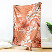 Polynesian Hibiscus Flower Tribal Blanket Peach Color LT9 - Polynesian Pride