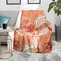 Polynesian Hibiscus Flower Tribal Blanket Peach Color LT9 - Polynesian Pride