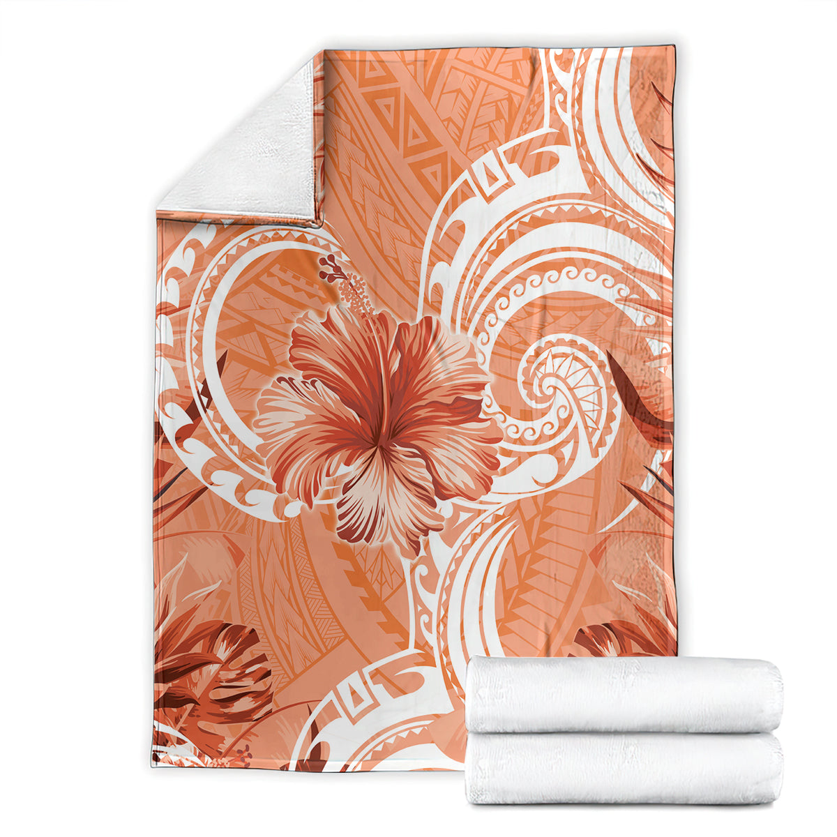 Polynesian Hibiscus Flower Tribal Blanket Peach Color LT9 - Polynesian Pride