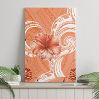 Polynesian Hibiscus Flower Tribal Canvas Wall Art Peach Color LT9 - Polynesian Pride