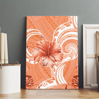 Polynesian Hibiscus Flower Tribal Canvas Wall Art Peach Color LT9 - Polynesian Pride