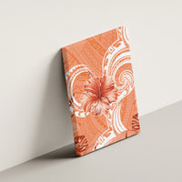 Polynesian Hibiscus Flower Tribal Canvas Wall Art Peach Color LT9 - Polynesian Pride