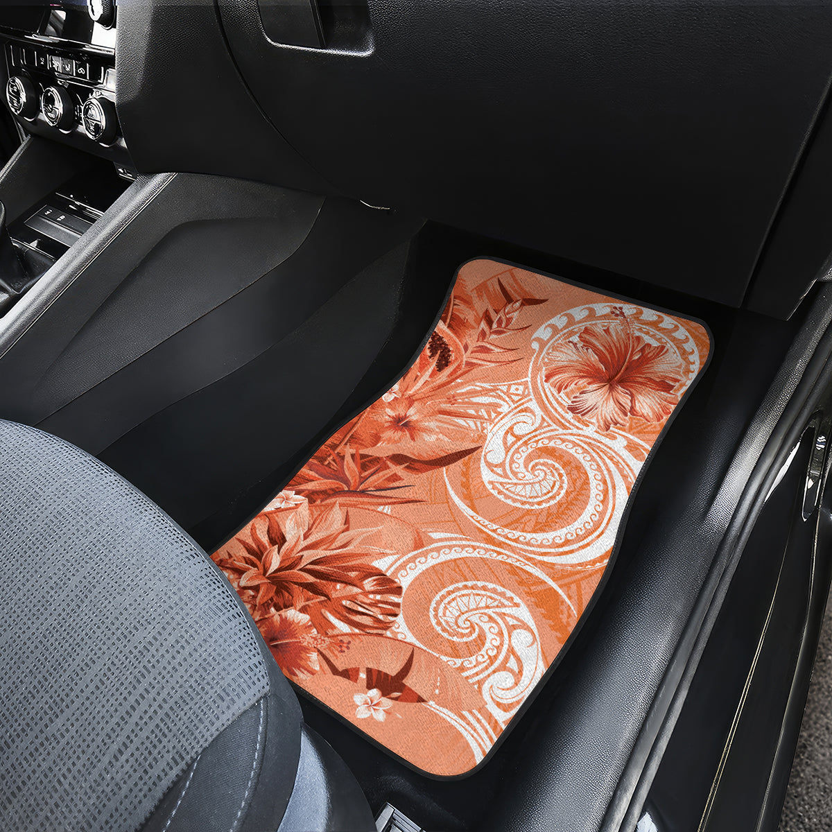Polynesian Hibiscus Flower Tribal Car Mats Peach Color LT9 - Polynesian Pride