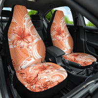 Polynesian Hibiscus Flower Tribal Car Seat Cover Peach Color