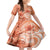 Polynesian Hibiscus Flower Tribal Family Matching Long Sleeve Bodycon Dress and Hawaiian Shirt Peach Color