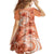 Polynesian Hibiscus Flower Tribal Family Matching Long Sleeve Bodycon Dress and Hawaiian Shirt Peach Color