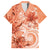 Polynesian Hibiscus Flower Tribal Family Matching Long Sleeve Bodycon Dress and Hawaiian Shirt Peach Color