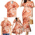 Polynesian Hibiscus Flower Tribal Family Matching Mermaid Dress and Hawaiian Shirt Peach Color