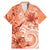 Polynesian Hibiscus Flower Tribal Family Matching Mermaid Dress and Hawaiian Shirt Peach Color