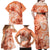 Polynesian Hibiscus Flower Tribal Family Matching Off Shoulder Maxi Dress and Hawaiian Shirt Peach Color