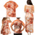 Polynesian Hibiscus Flower Tribal Family Matching Puletasi and Hawaiian Shirt Peach Color