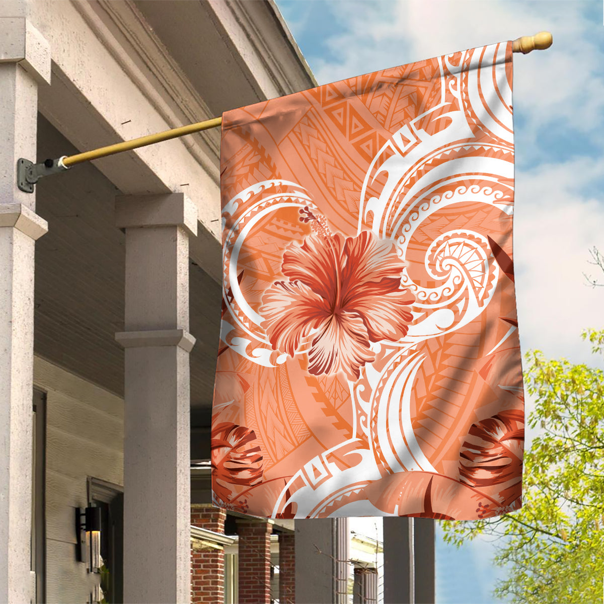 Polynesian Hibiscus Flower Tribal Garden Flag Peach Color LT9 House Flag Peach - Polynesian Pride