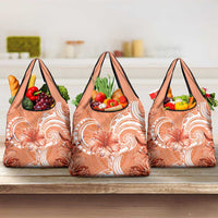 Polynesian Hibiscus Flower Tribal Grocery Bag Peach Color LT9 3-pack One Size Peach - Polynesian Pride