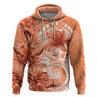 Polynesian Hibiscus Flower Tribal Hoodie Peach Color LT9 Pullover Hoodie Peach - Polynesian Pride