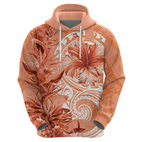 Polynesian Hibiscus Flower Tribal Hoodie Peach Color LT9 - Polynesian Pride
