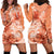 Polynesian Hibiscus Flower Tribal Hoodie Dress Peach Color