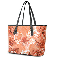 Polynesian Hibiscus Flower Tribal Leather Tote Bag Peach Color LT9 - Polynesian Pride