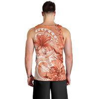 Polynesian Hibiscus Flower Tribal Men Tank Top Peach Color LT9 - Polynesian Pride