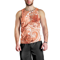 Polynesian Hibiscus Flower Tribal Men Tank Top Peach Color LT9 - Polynesian Pride