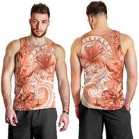 Polynesian Hibiscus Flower Tribal Men Tank Top Peach Color LT9 - Polynesian Pride