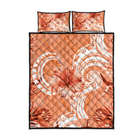 Polynesian Hibiscus Flower Tribal Quilt Bed Set Peach Color LT9 - Polynesian Pride