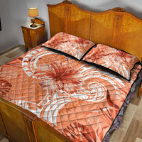 Polynesian Hibiscus Flower Tribal Quilt Bed Set Peach Color LT9 - Polynesian Pride