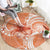 Polynesian Hibiscus Flower Tribal Round Carpet Peach Color