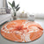 Polynesian Hibiscus Flower Tribal Round Carpet Peach Color