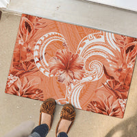 Polynesian Hibiscus Flower Tribal Rubber Doormat Peach Color LT9 - Polynesian Pride