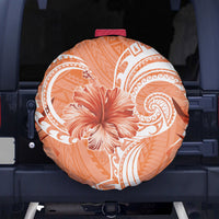 Polynesian Hibiscus Flower Tribal Spare Tire Cover Peach Color LT9 - Polynesian Pride