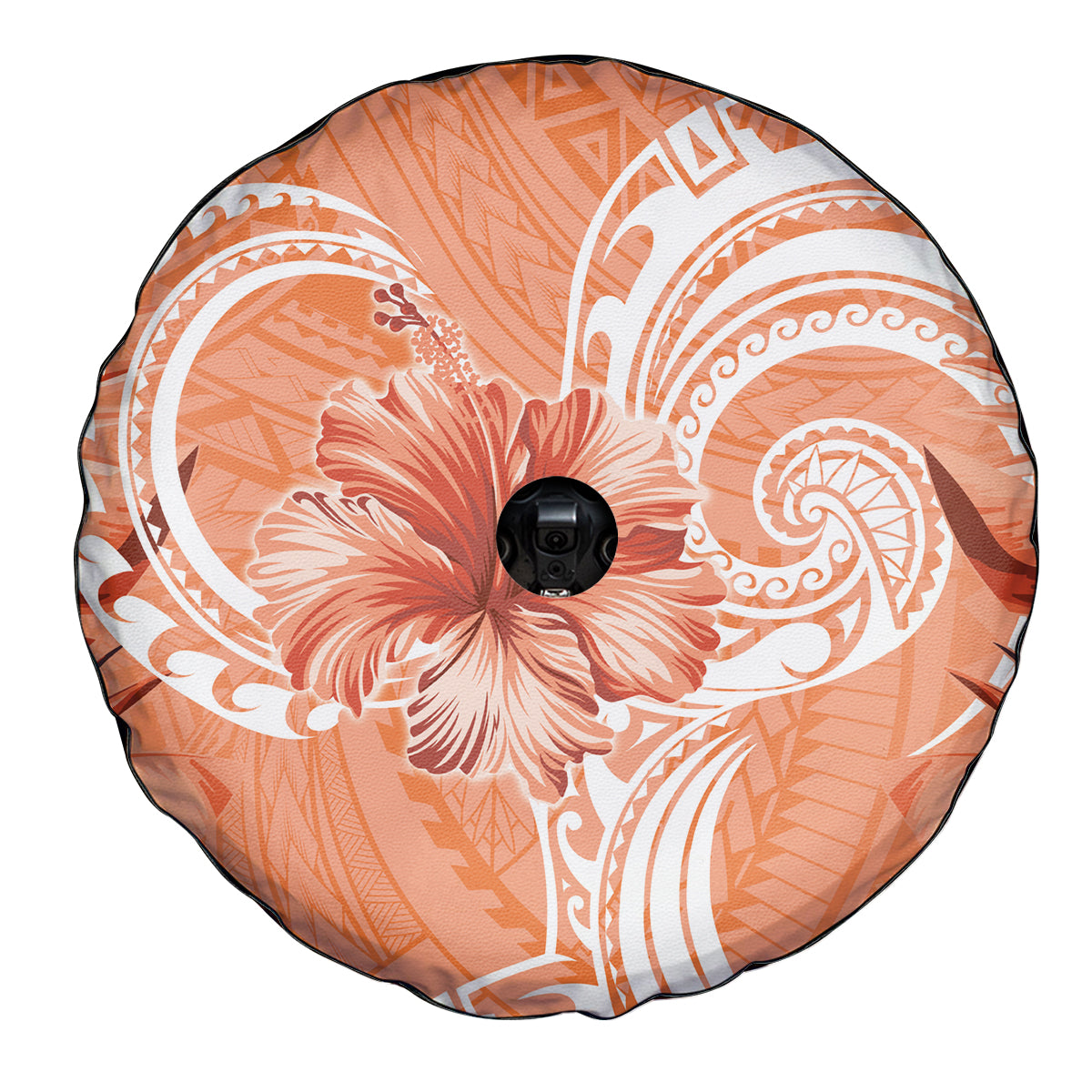 Polynesian Hibiscus Flower Tribal Spare Tire Cover Peach Color LT9 - Polynesian Pride