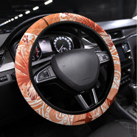 Polynesian Hibiscus Flower Tribal Steering Wheel Cover Peach Color LT9 Universal Fit Peach - Polynesian Pride