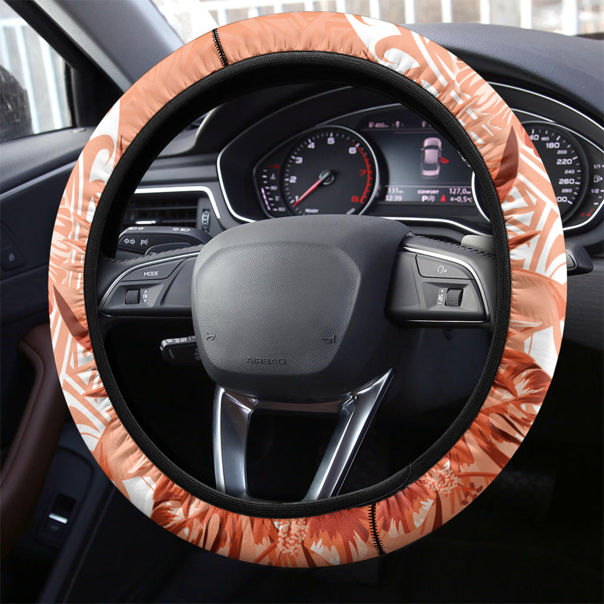 Polynesian Hibiscus Flower Tribal Steering Wheel Cover Peach Color LT9 - Polynesian Pride