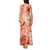 Polynesian Hibiscus Flower Tribal Tank Maxi Dress Peach Color