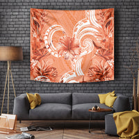 Polynesian Hibiscus Flower Tribal Tapestry Peach Color LT9 - Polynesian Pride