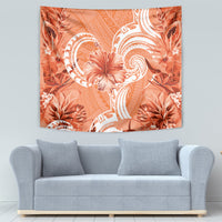 Polynesian Hibiscus Flower Tribal Tapestry Peach Color LT9 - Polynesian Pride