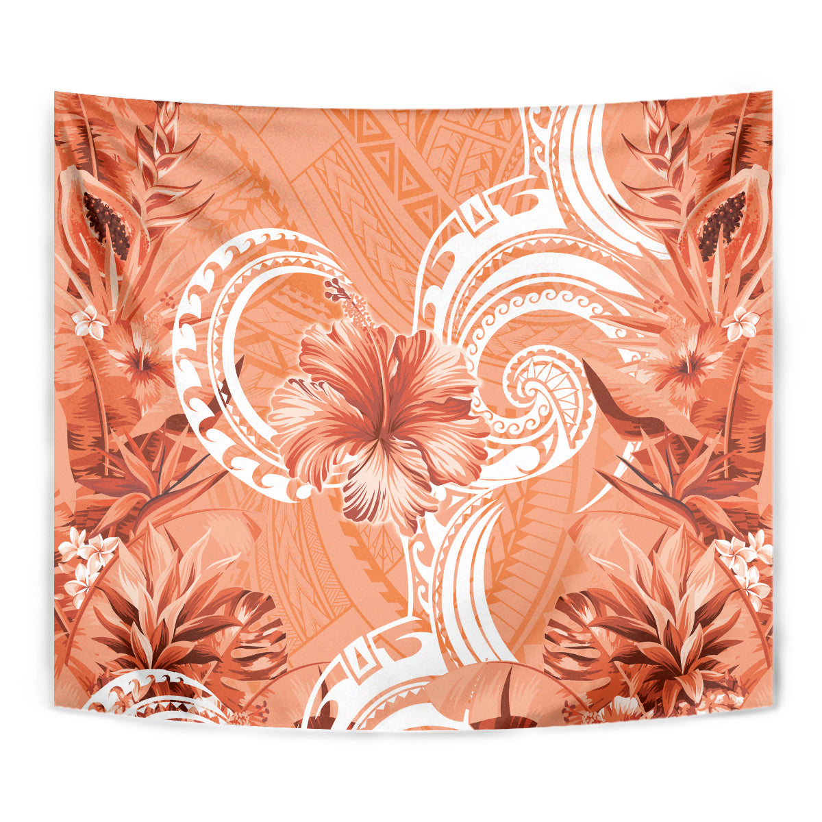 Polynesian Hibiscus Flower Tribal Tapestry Peach Color LT9 - Polynesian Pride