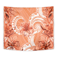 Polynesian Hibiscus Flower Tribal Tapestry Peach Color LT9 - Polynesian Pride