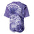 Polynesian Hibiscus Flower Tribal Baseball Jersey Violet Color