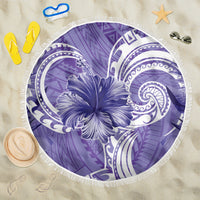 Polynesian Hibiscus Flower Tribal Beach Blanket Violet Color LT9 One Size 150cm Violet - Polynesian Pride