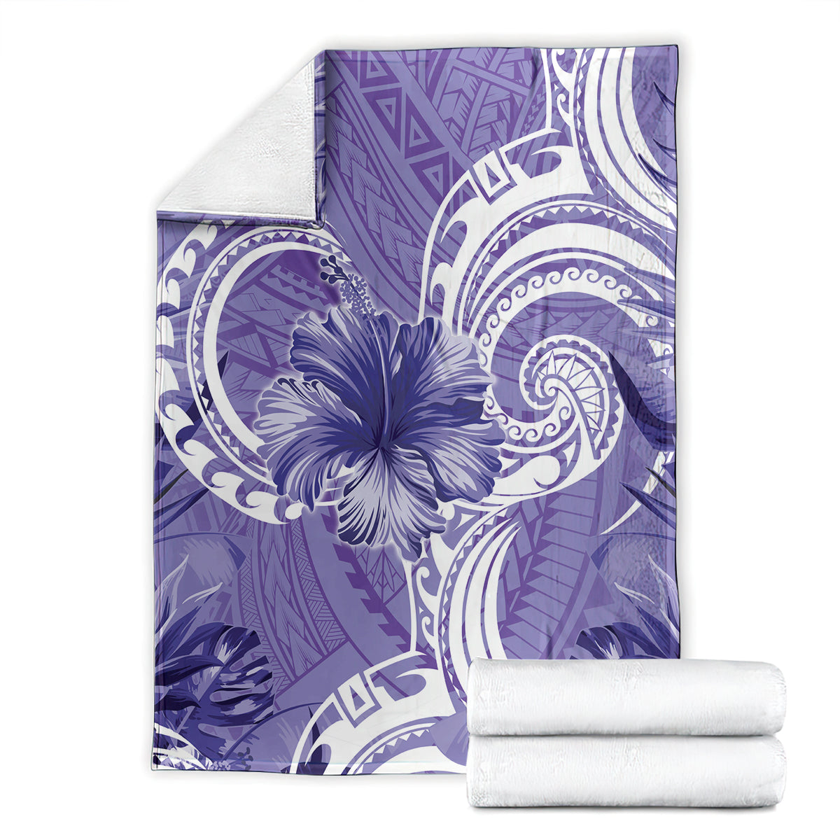 Polynesian Hibiscus Flower Tribal Blanket Violet Color LT9 - Polynesian Pride