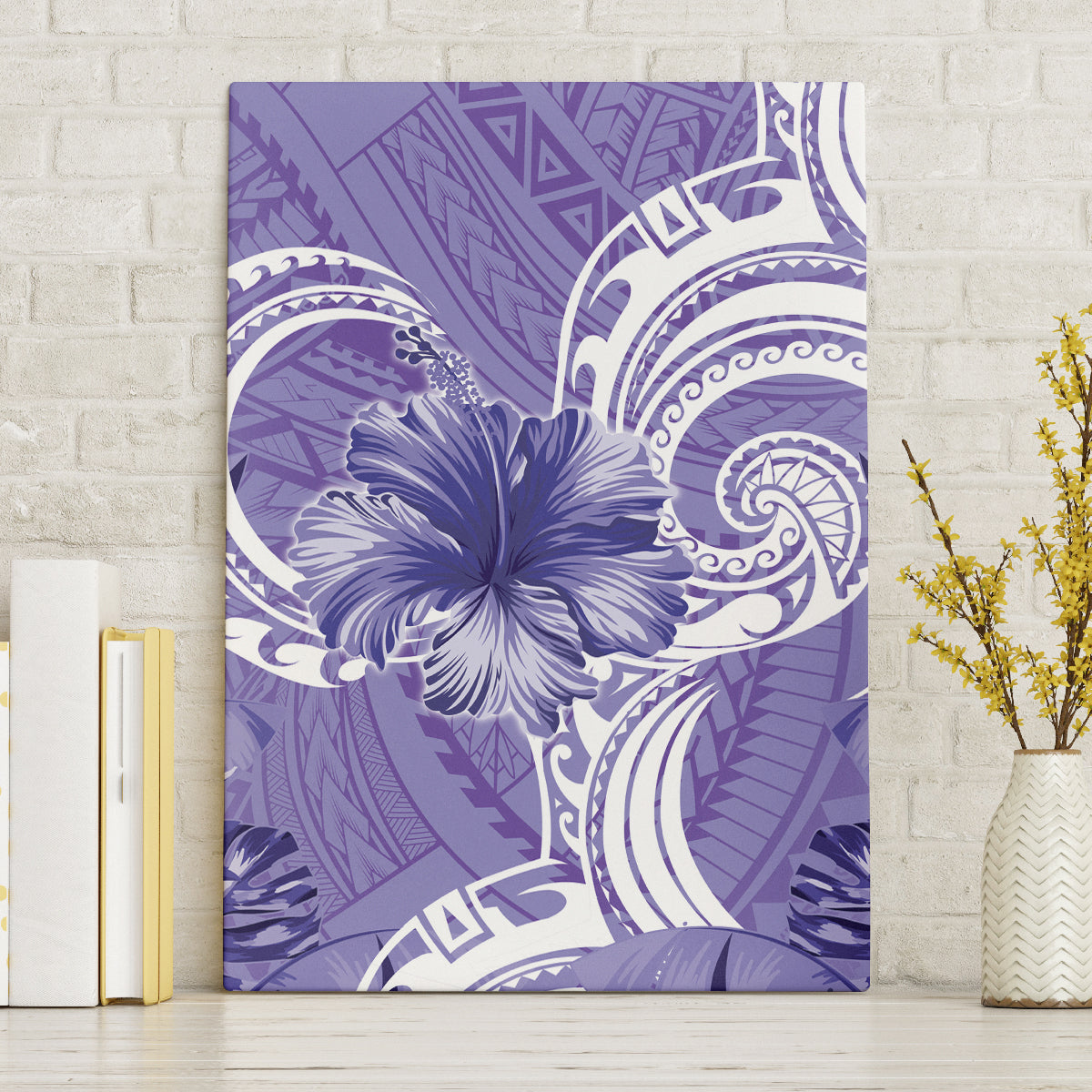 Polynesian Hibiscus Flower Tribal Canvas Wall Art Violet Color LT9 Without Frame Violet - Polynesian Pride